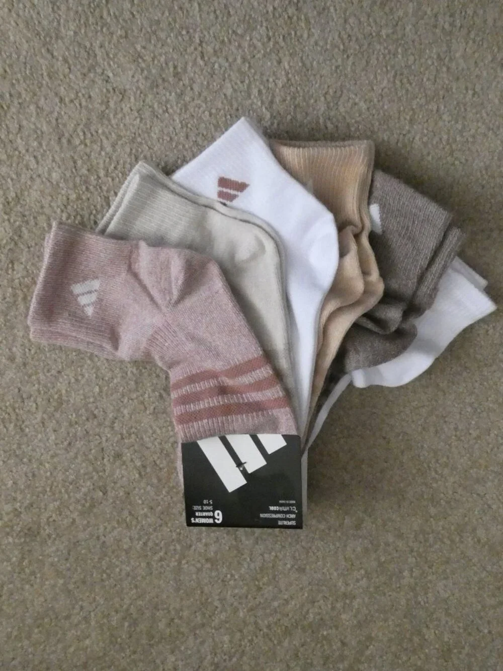 Adidas 6 pack Quarter ClimaCool  Women’s Socks Size 5-10 NWT